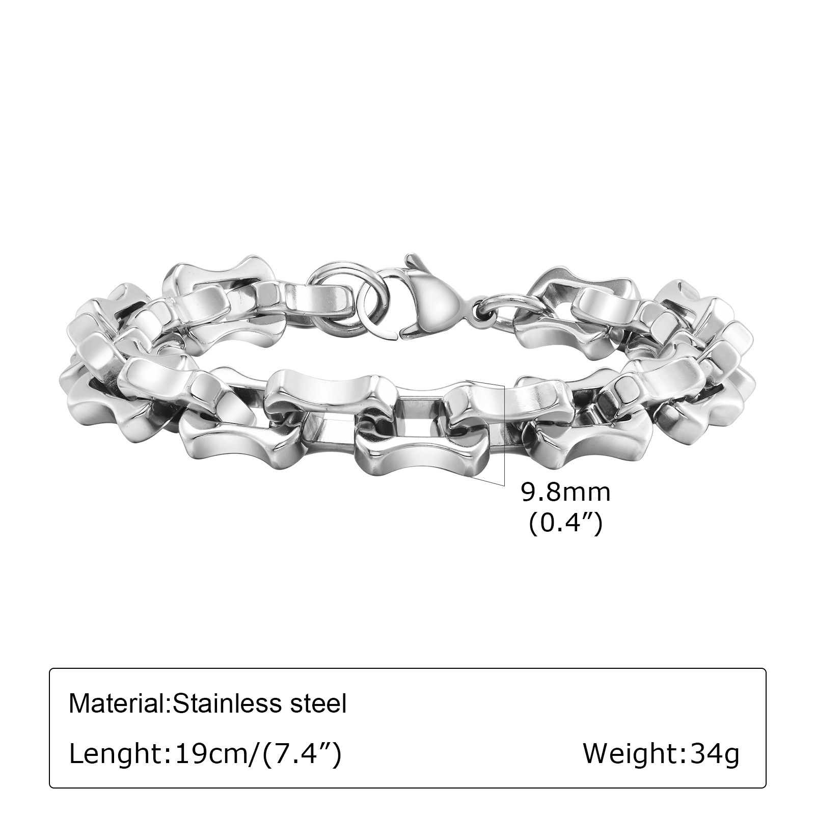 Cross-border Wholesale Hot-selling Stainless Steel Handmade Chunky Bracelet, Motorcycle Style Men's Trendy Cool_voghion.com