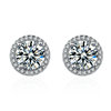 Fashionable high-end earrings for princess, silver accessory, European style, diamond encrusted