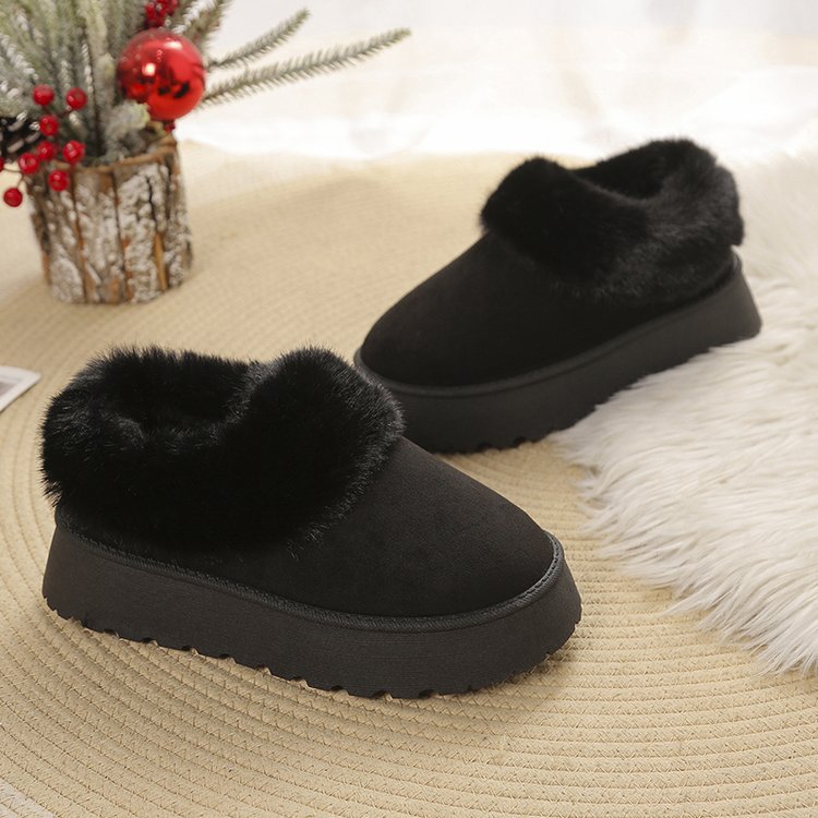 A new winter slip-on snow boots women's shoes plush one cotton shoes plus velvet thickened_voghion.com