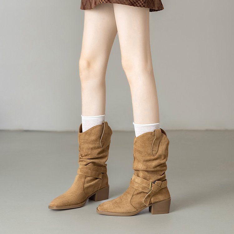 Botas de pila de gran cilindro para mujeres 2026 invierno nuevas botas cortas con botas de calentamiento de terciero botas Martin botas de talón medio grueso zapatos de mujer image 3