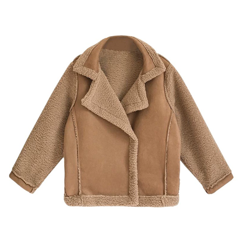 Женская шуба из овечьей шерсти 2025: новая, в корейском стиле, свободная, в стиле BF, с меховой подкладкой, плюшевая, байкерская куртка, модный топ