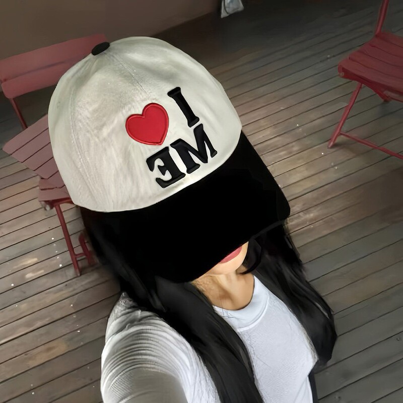 Korean I Love Me Heart Embroidery Color-Blocking Face-Slimming Baseball Cap Couple's Versatile Sunshade Couple's Duckbill Cap Korean I Love Me Heart Embroidery Color-Blocking Face-Slimming Baseball Cap Couple's Versatile Sunshade Couple's Duckbill Cap