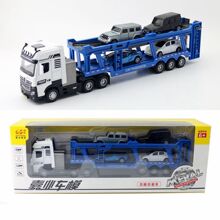 嘉业合金模型儿童玩具工程车1:50汽车运输车拖车声光回力可开门