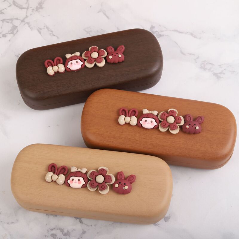 Wood Grain Glasses Case for Little Girls, Cute Floral Sunglasses Case, Storage Case for Students, Unisex Myopia Glasses Case Wood Grain Glasses Case for Little Girls, Cute Floral Sunglasses Case, Storage Case for Students, Unisex Myopia Glasses Case