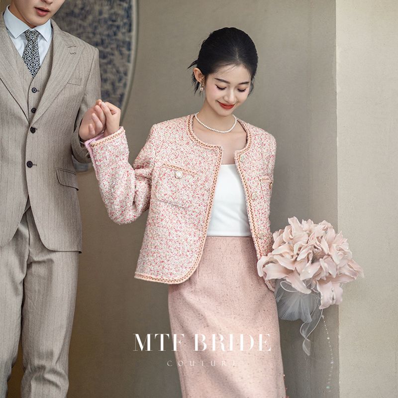 Elegant New Coat Tweed 2025 Spring French High-end Spring and Autumn Socialite Short Small Chanel Style Pink Top