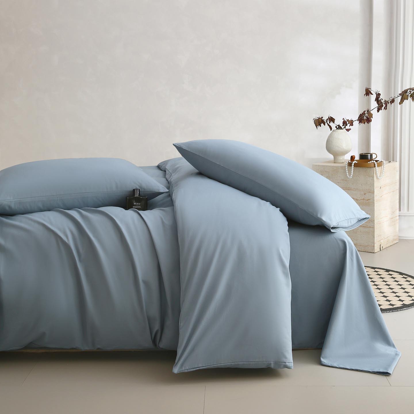 100% algodón conjunto de cuatro piezas 60 algodón de lana larga de color sólido dobles de algodón grueso cama dormitorio de estudiantes tres piezas conjunto simple