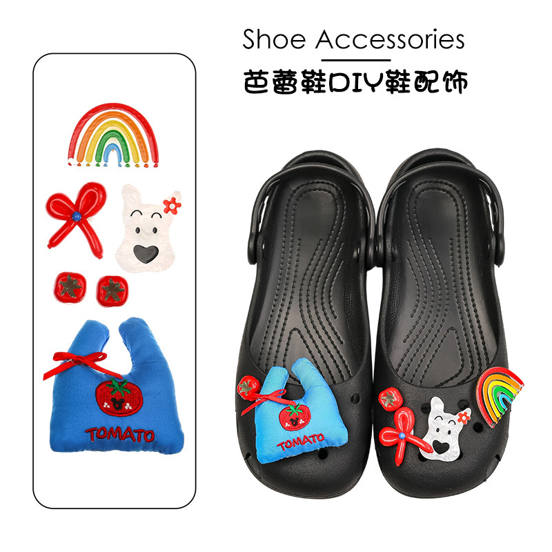 Creative Tomato Shopping Bag Ballet Shoes DIY Shoe Charms Rainbow Puppy Bowknot Clog Shoe Decoration Accessories Creative Tomato Shopping Bag Ballet Shoes DIY Shoe Charms Rainbow Puppy Bowknot Clog Shoe Decoration Accessories
