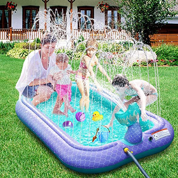 Factory direct supply inflatable water spray Mermaid Pool summer game toy inflatable mermaid swimming pool