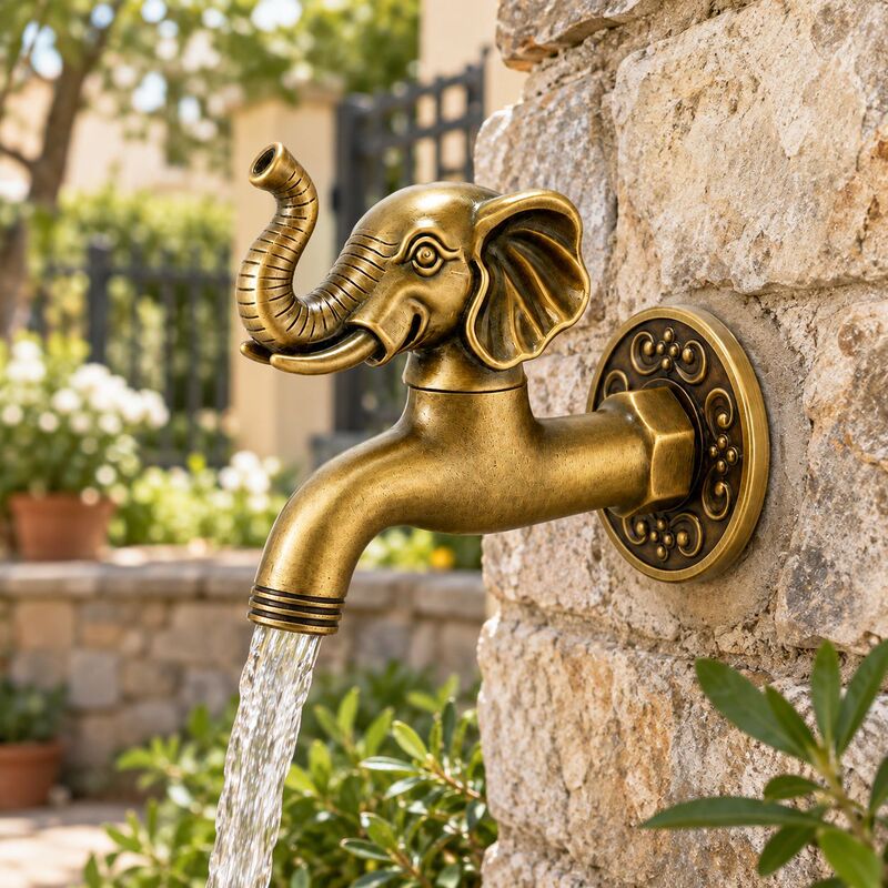 French-Style Garden Faucet, Courtyard Animal-Shaped Antique Elephant Faucet, Mop Sink, Wall-Mounted