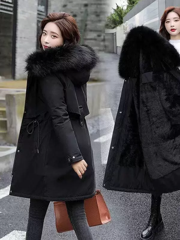 Winter long warm down jacket, European style, mid-length