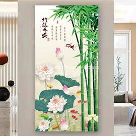 防水粘年画客厅挂画玄关自贴画走廊墙面装饰画门贴纸墙贴壁画入户