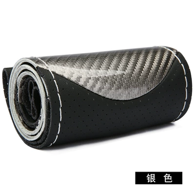 Steering wheel cover Hand-Stitched Steering Wheel Cover, Universal - ultrafine-leather-perforated-silver-38cm