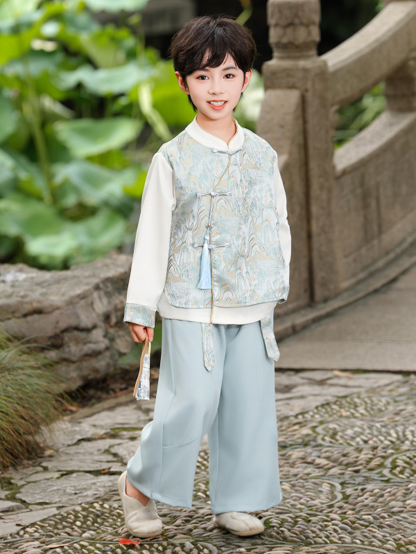 汉服男童春秋古装演出服新款中国风改良男宝中秋国庆长袖唐装套装|undefined