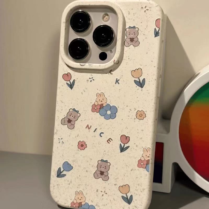 Flower Bear para Apple 15pro funda para teléfono móvil iPhone16 linda chica 13/14/12 Japón y Corea 11x