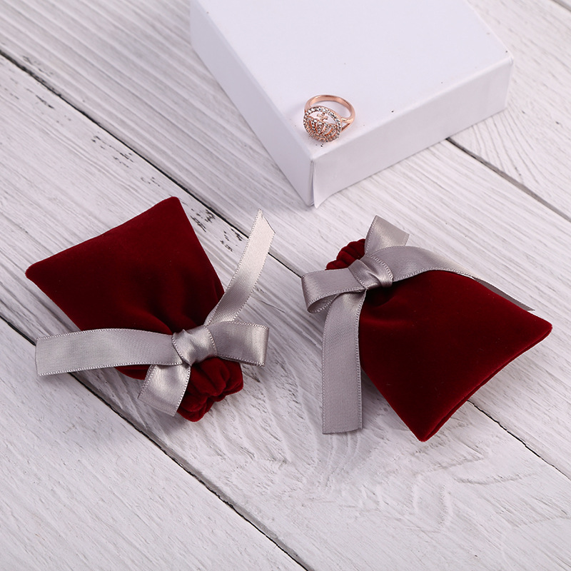 15g Weight Jewelry Packaging Bags Classification 1 Piece Quantity Indoor, Daily Occasion Flannel Material Bow Knot Pattern Cute, Simple Style Style Cute Simple Style Bow Knot Flannel Jewelry Packaging Bags 9