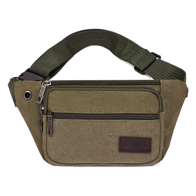 Venta directa bolso de la cintura de la lona de los hombres bolso de pecho crossbody de un solo hombro sitio de construcción resistente al desgaste bolso de la cintura multi-capa anti-robo bolso del teléfono móvil mochila de los hombres