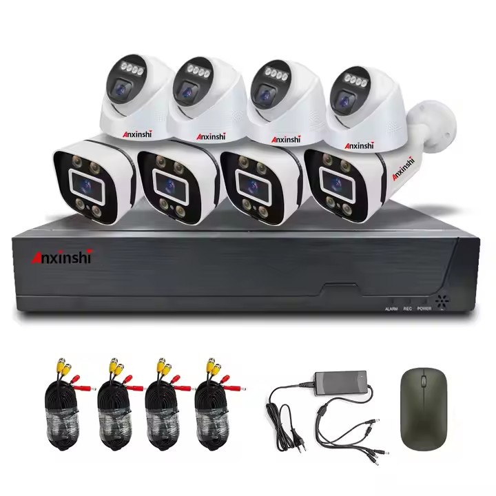 8 vías 2 megapíxeles 5 megapíxeles cámara AHD DVR Kit de visión nocturna a color completo circuito cerrado eléctrico de seguridad doméstica