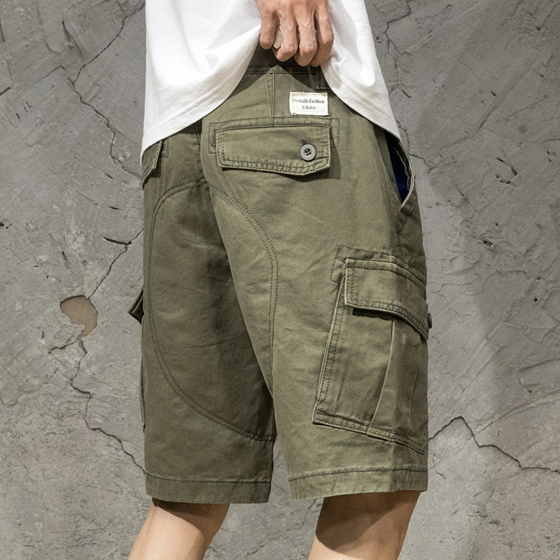 Outdoor Multi-pocket Black Trendy Brand Crane Pants Shorts Men's Casual Pants Trendy All-match Loose Straight Pants