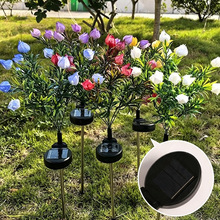 跨境led太阳能地插栀子花灯笼户外装饰草坪灯常亮灯串路灯暖色