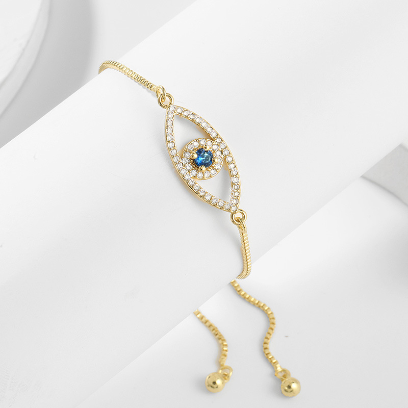 simple copper-inlaid zircon pull-eye bracelet wholesale