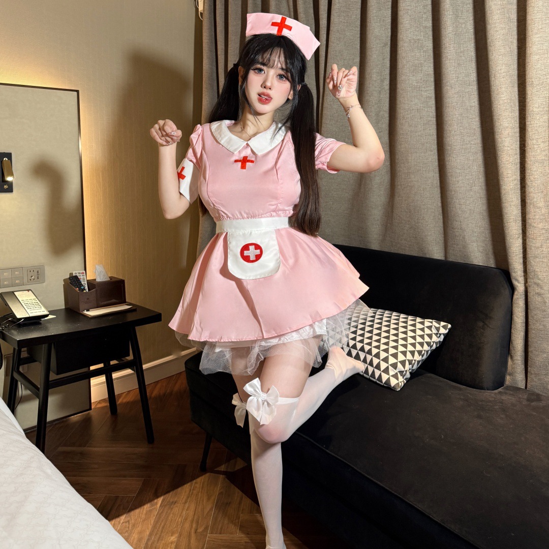 Sweet, Sexy and Pure Nurse Uniform, Sexy Nurse Costume Suit, Scene Play Costume, Pink Nurse Uniform