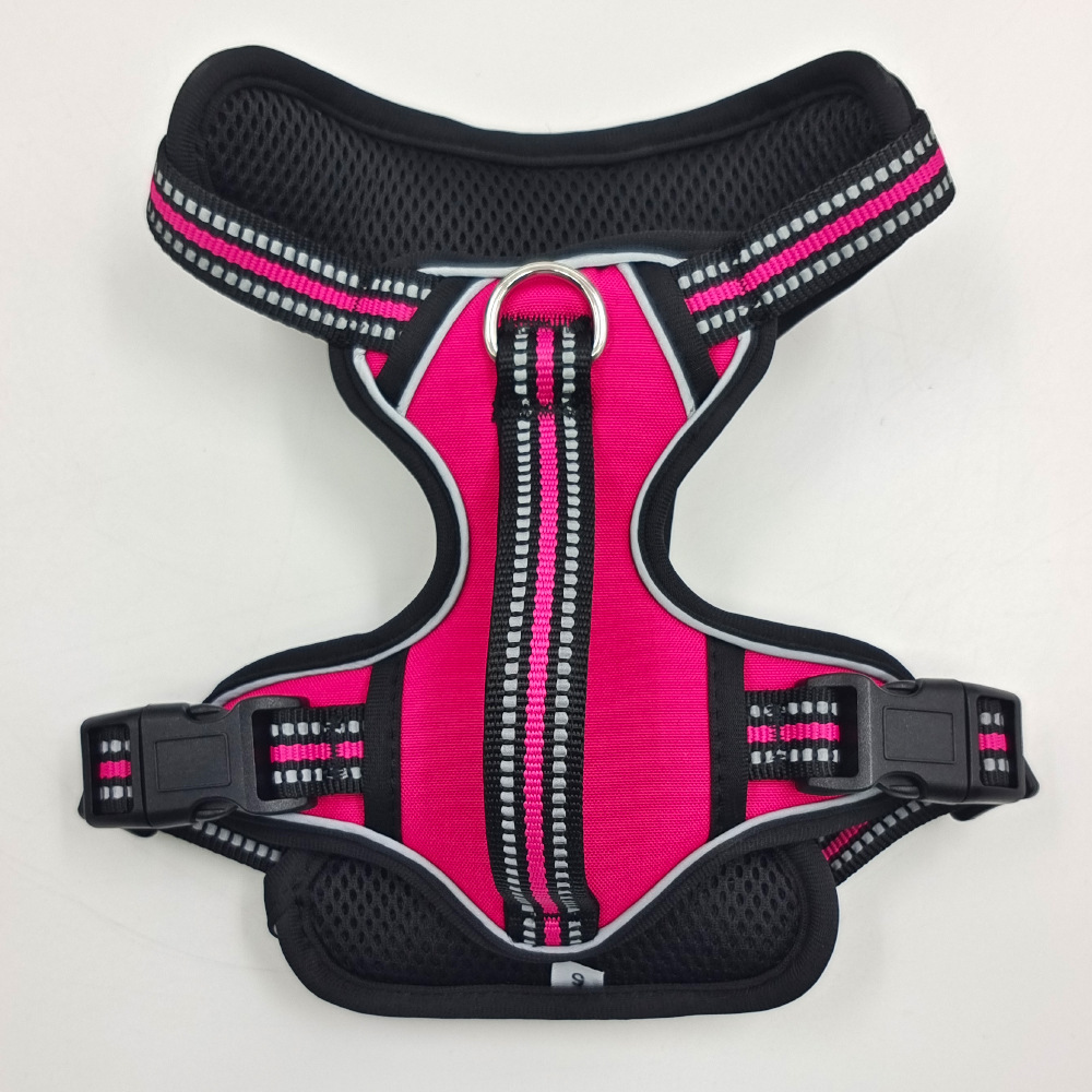 Pecho de mascota espalda reflectante cómodo a prueba de explosiones mango vertical pecho trasero traje de tracción perro caminando con mango chaleco de doble capa