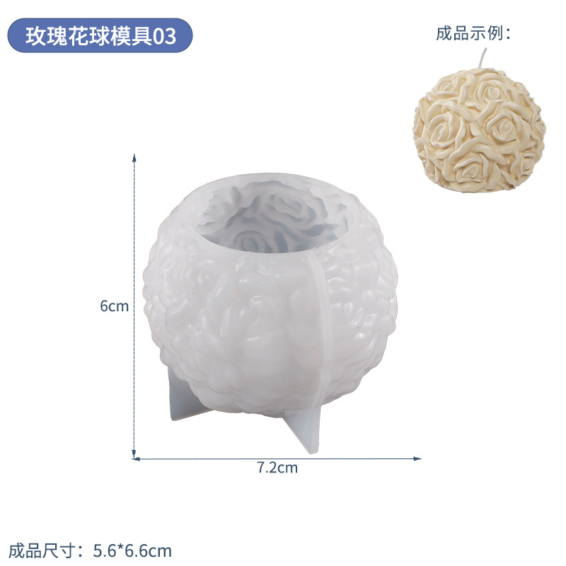 Multi-especificación DIY ronda de cristal resina epoxi Rose Ball vela Mesa Redonda de bolas de silicona molde de aromaterapia molde