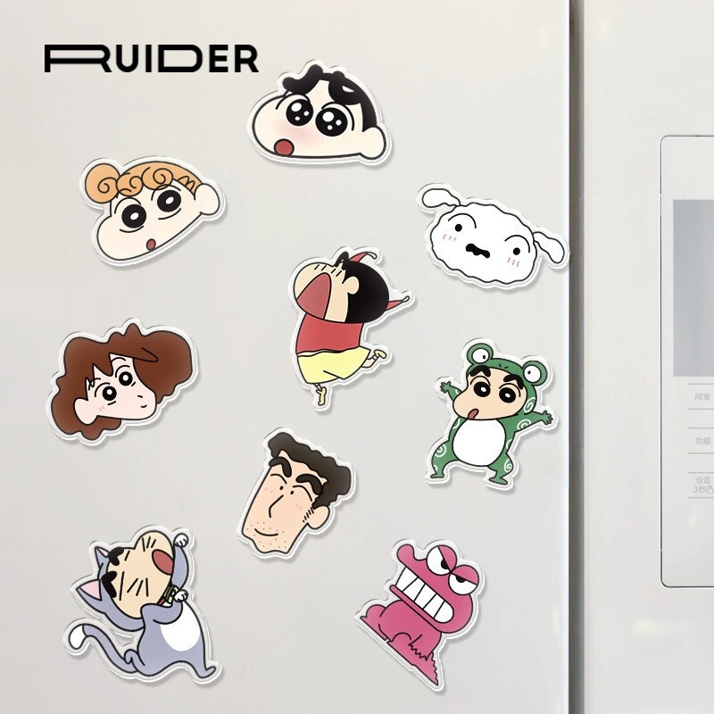 Cute Crayon Shin New Refrigerator Sticker Cartoon Creative Arike Small Decorative Personalized Glass Door Entry Door Stickers