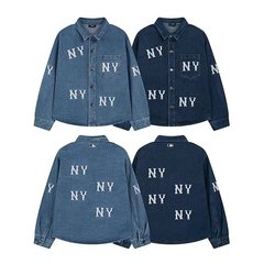 高バージョン. MLBレトロNY刺繍スター同モデル水洗いカップル春夏タイプデニムカジュアル長袖コート