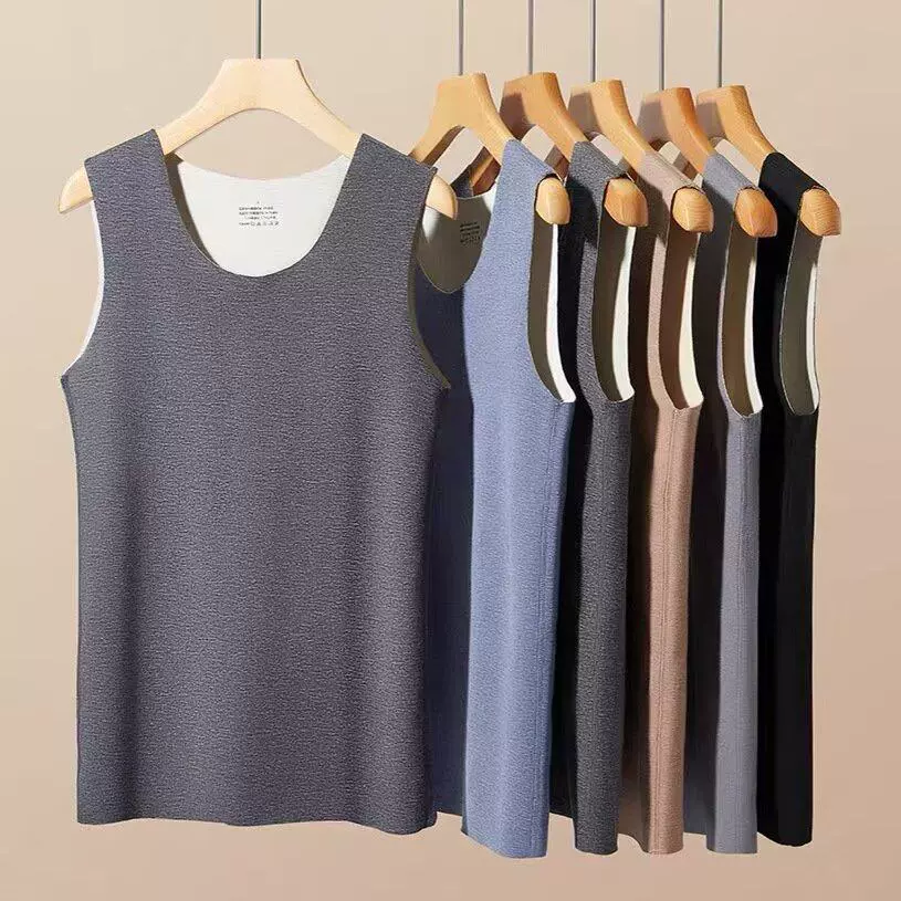 2025年新款现货跨境保暖背心男士德绒无痕打底上衣冬季修身内衣男