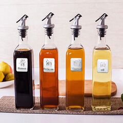 Household oil bottle glass oil pot leak-proof seasoning bottle kitchen soy sauce vinegar bottle set combination square olive oil bottle