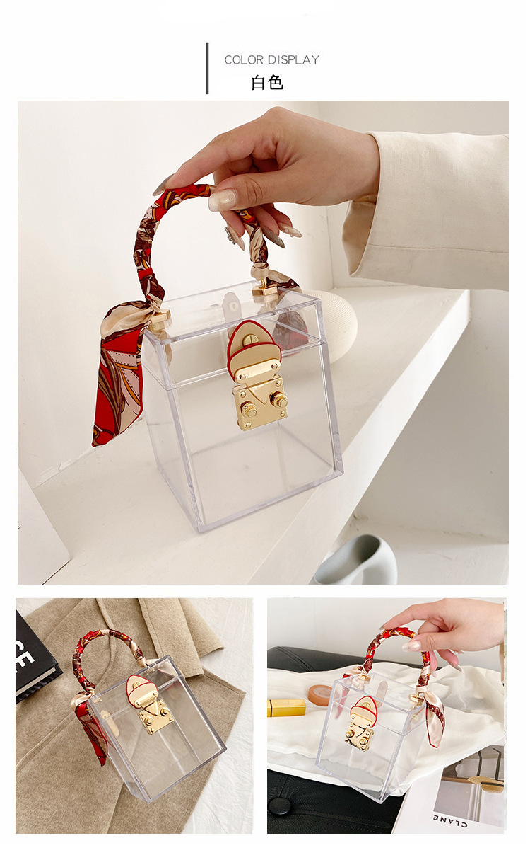 Korean Transparent Solid Color Handbag display picture 43