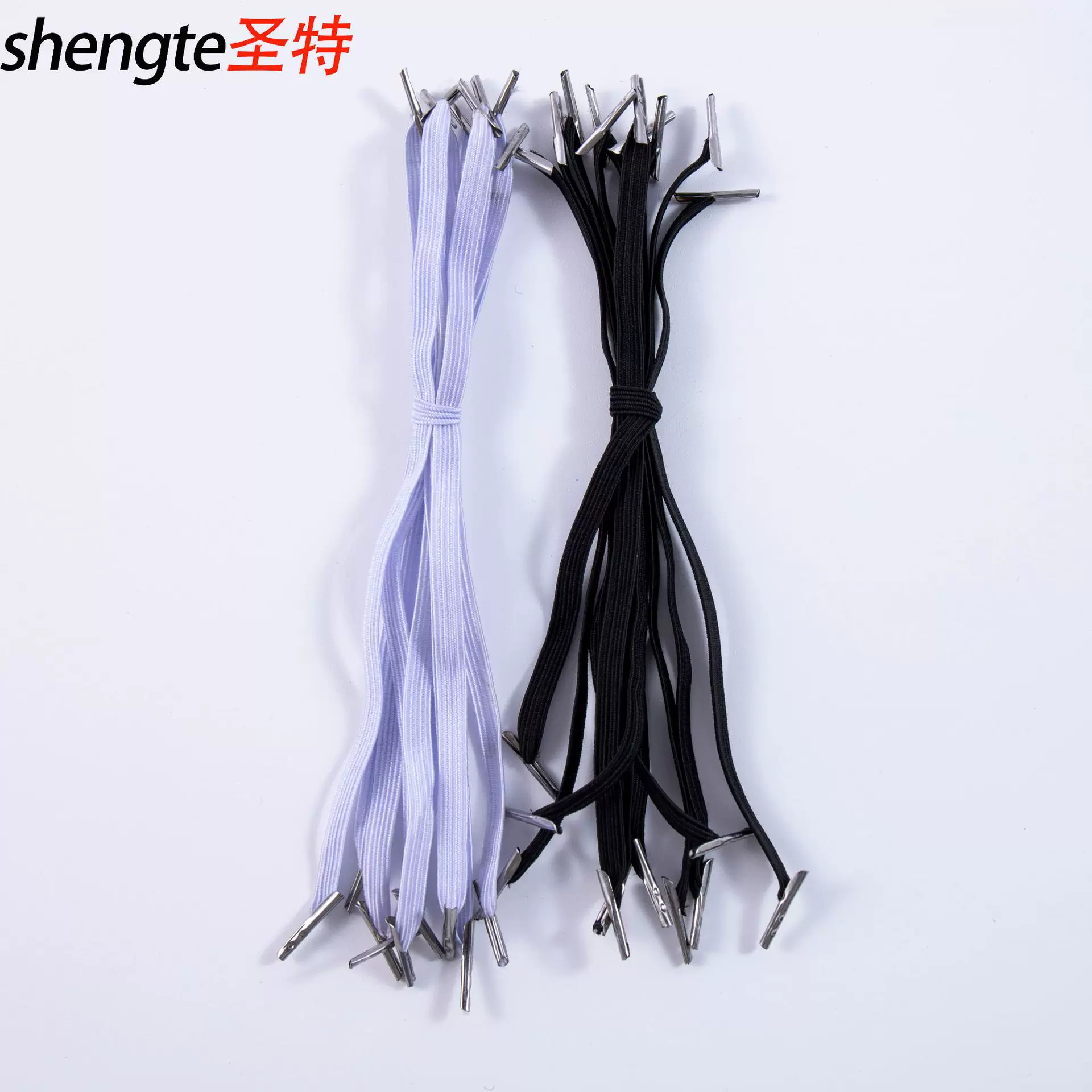 金属卡扣扁松紧绳 两头打铁扣弹力绳子 DIY礼盒玩具 倒刺扁弹力绳