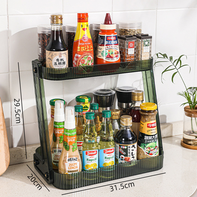 [Estante de almacenamiento de doble capa engrosado] cocina de lujo ligera estante de almacenamiento de escritorio transparente estante de almacenamiento de cosméticos multifuncional