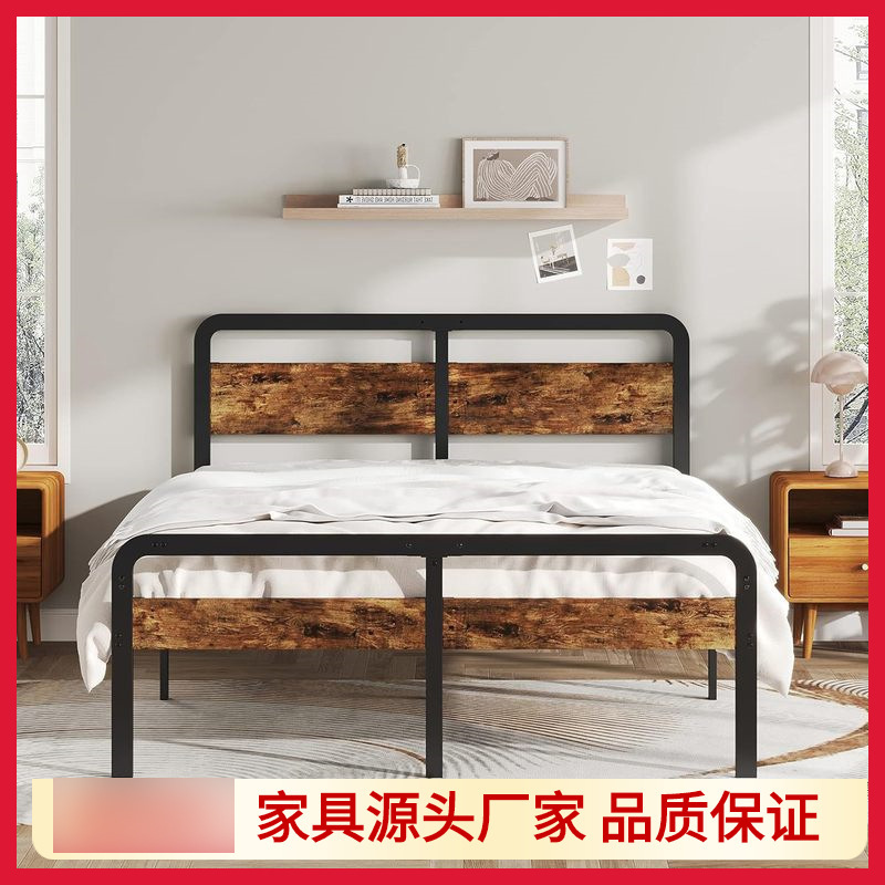 King Size Overall with Headboard Easy to Assemble Bed Frame Queen Size Bed Board with Wooden Headboard and Footboard