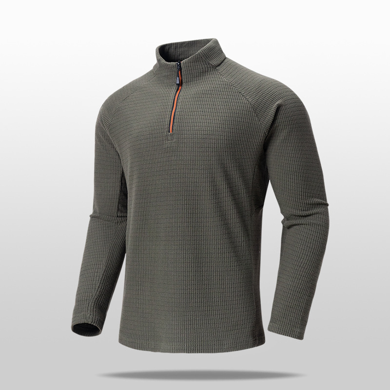 Cross-Border Sports Outdoor Checkered Velvet Sweatshirt Men's Running Fleece Jacket Men's Zipper Stand Collar Inner and Outer Jacket