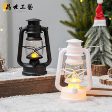 led电子小油灯 复古煤油灯手提露营装饰灯圣诞节日电子蜡烛小夜灯