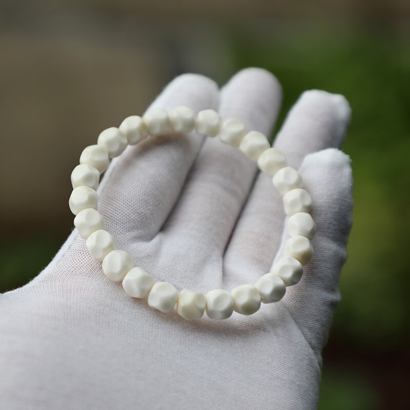 9/8 White Jade Bodhi Concave-convex Non-phase Bracelet Women's Single-circle White Jade Bodhi Bracelet