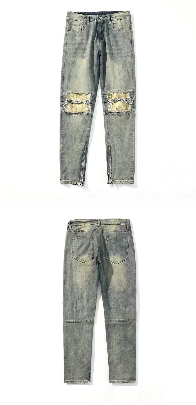 Men's Slim Fit Ripped Jeans - Stretch Denim Pants With Distressed Details For Casual Streetwear​_mkmklike.com