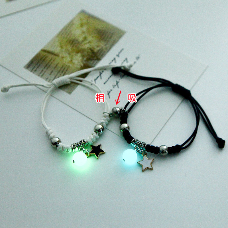 Sucking luminous bracelet for female students Korean-style girlfriends two-person friendship bracelet for lovers hand rope small rubber band fluorescent bracelet
