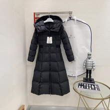 蒙家秋冬在逃公主收腰连帽羽绒服女加长款修身显瘦外套气质优雅