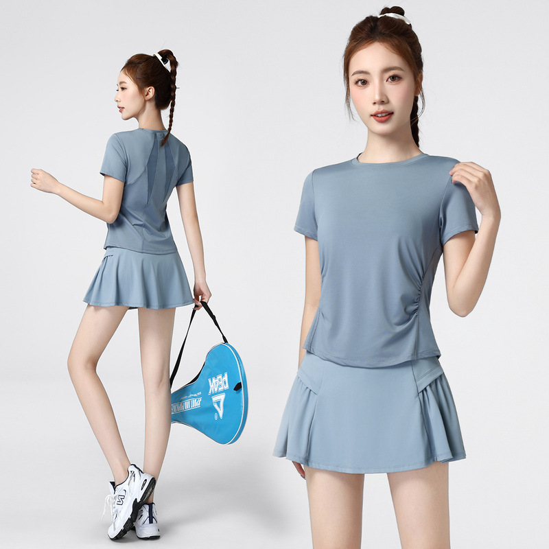绝美网球服女2025新款夏季运动短裙气质显瘦瑜伽套装专业健身上衣|undefined