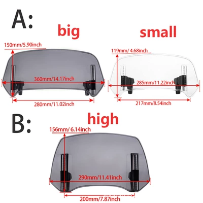 Motorcycle front windshield: Honda, Bmw, Yamaha, Suzuki