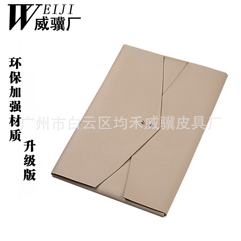Leather waterproof capacious waterproof bag for folders
