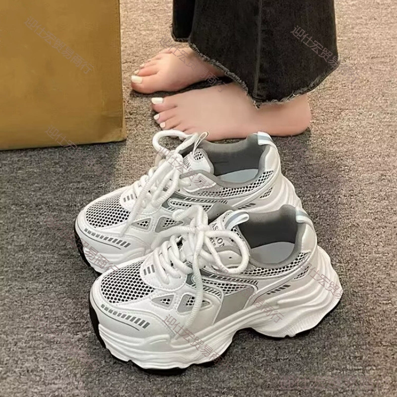 Популярные женские dad shoes весна-лето: новые толстые подошвы, увеличенная сетка, дышащие, универсальная легкая спортивная и повседневная обувь