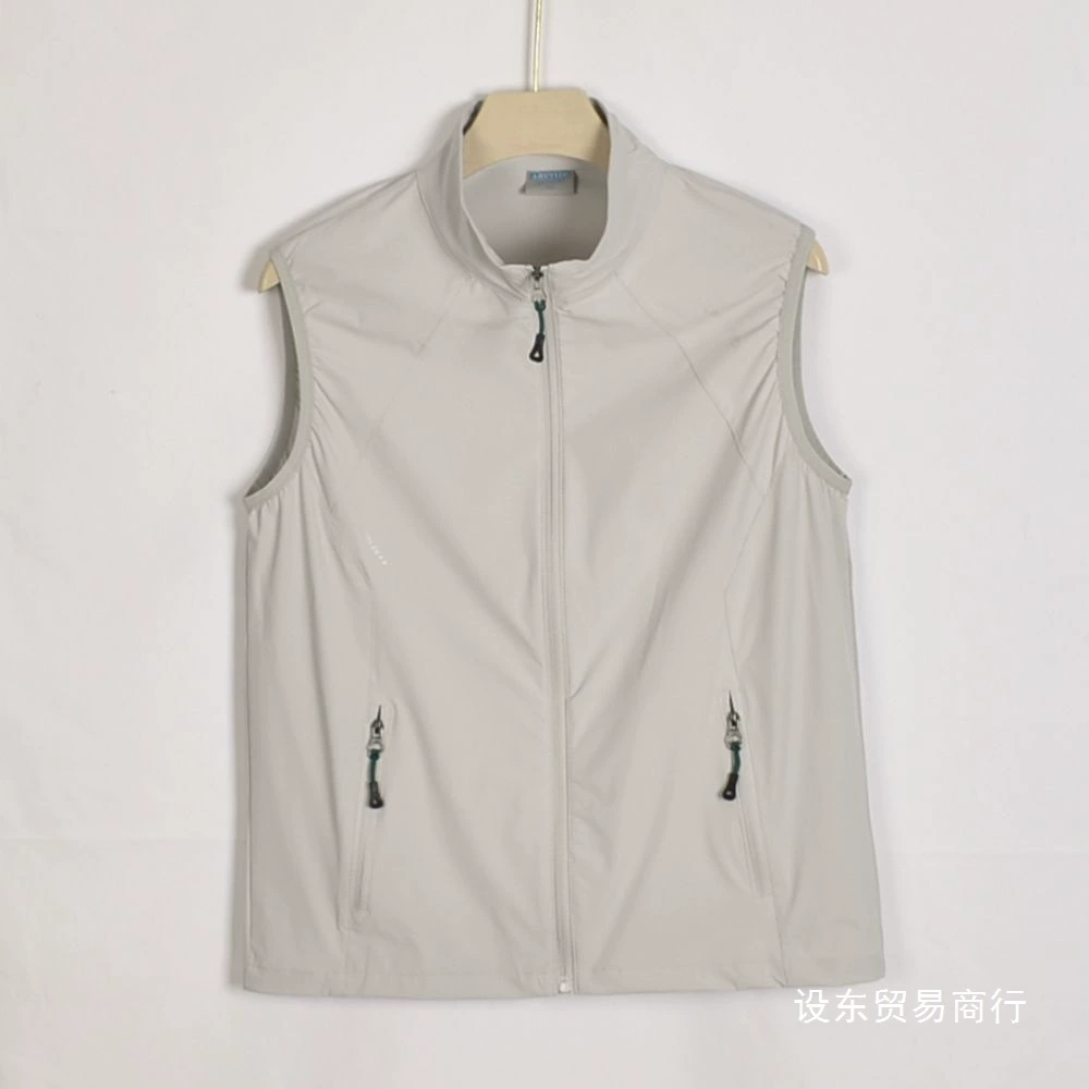 Мужской быстросохнущий жилет с карманами, новый повседневный безрукавный жилет с воротником-стойкой, спортивный оптом