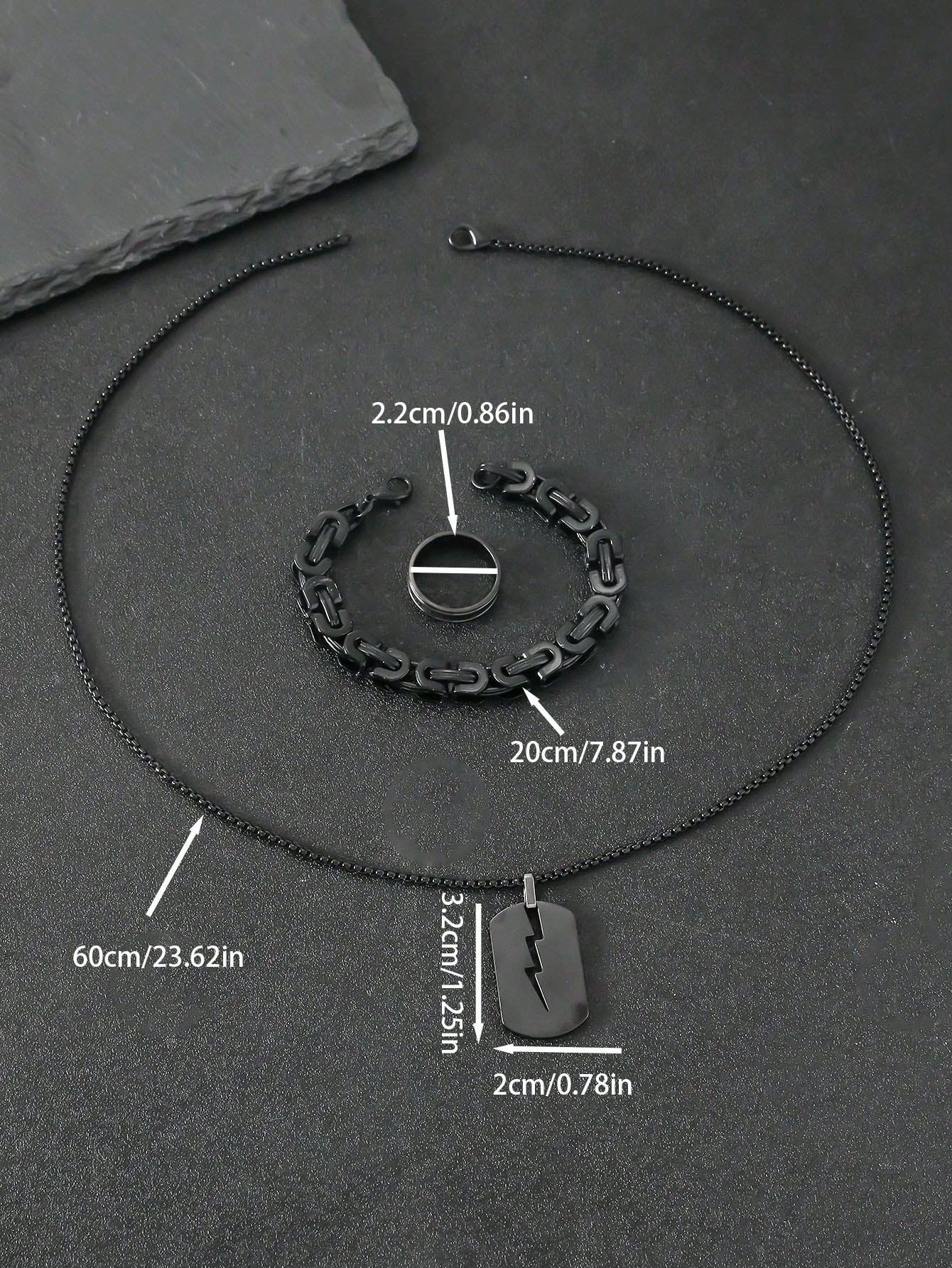 50g Weight Vintage Style Lightning 304 Stainless Steel Men's Jewelry Set Men Pendant Necklaces