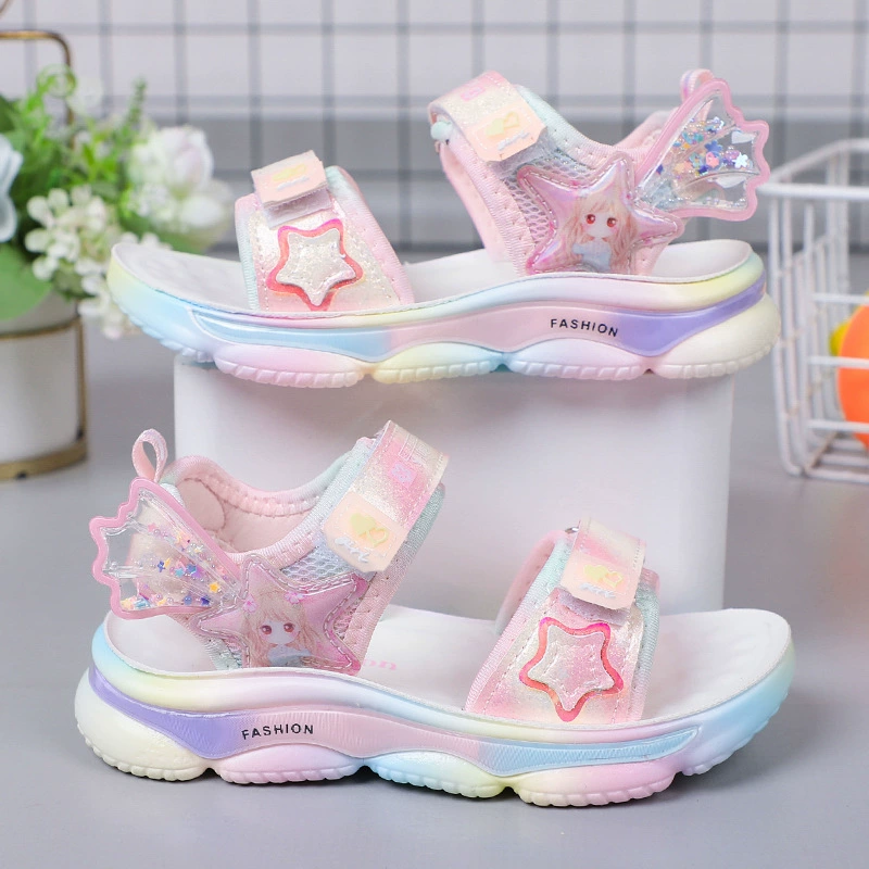 Children's summer sports breathable beach fashionable sandals for princess, for running, soft sole