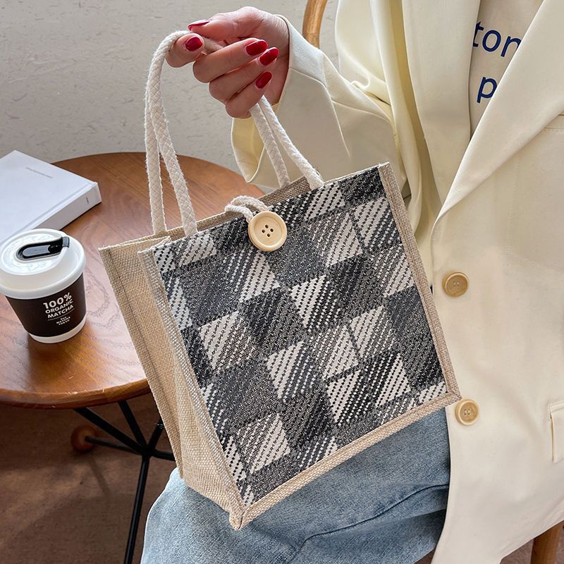 INS 인터넷 연예인 리넨 핸드백 2022 새로운 손을 들고 점심 가방 여성 INS 학생 올 매치 스토리지 선물 DI XUAN