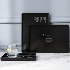 Plastic tray for teacups, hotel room, home cup, rectangular acrylic refreshment tray, black